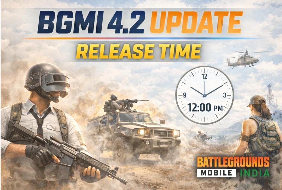 BGMI 4.2 Update Release Date & Time: 

The BGMI 4.2 update release date is January 15, 2026. Explore Primewood Genesis mode, new vehicles, weapons, gameplay upgrades, and the BGMI 4.2 and Royal Enfield collaboration in this complete guide.