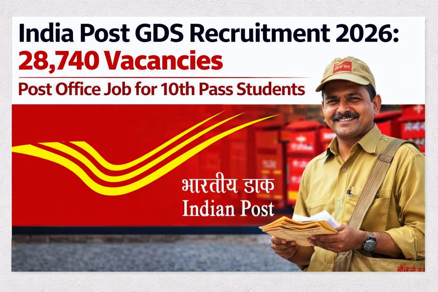 India Post GDS Recruitment 2026: 28,740 Vacancies | Post Office Job for 10th Pass Students