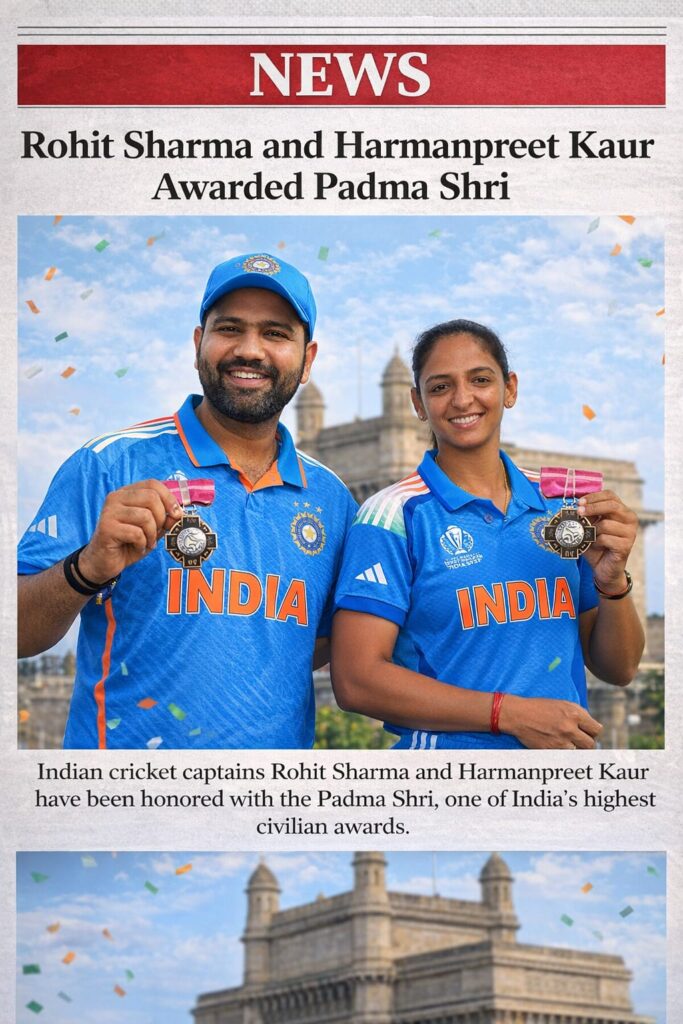 Rohit Sharma and Harmanpreet Kaur Awarded Padma Shri | Padma Awards 2026 Full Sports List