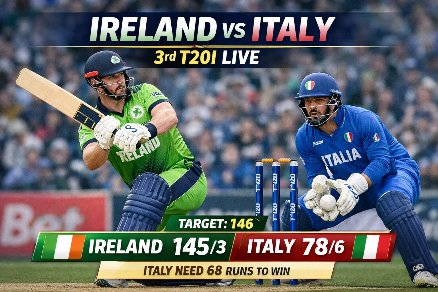 Ireland Vs Italy 3rd T20I LIVE Score 2026: IRE vs ITA Updates, Pitch Report & Preview