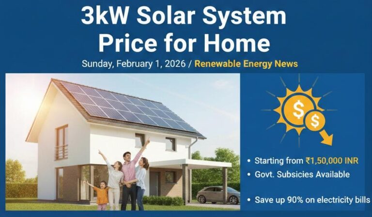3kW Solar System Price for Home in India (2026) – Complete Cost Guide with Subsidy