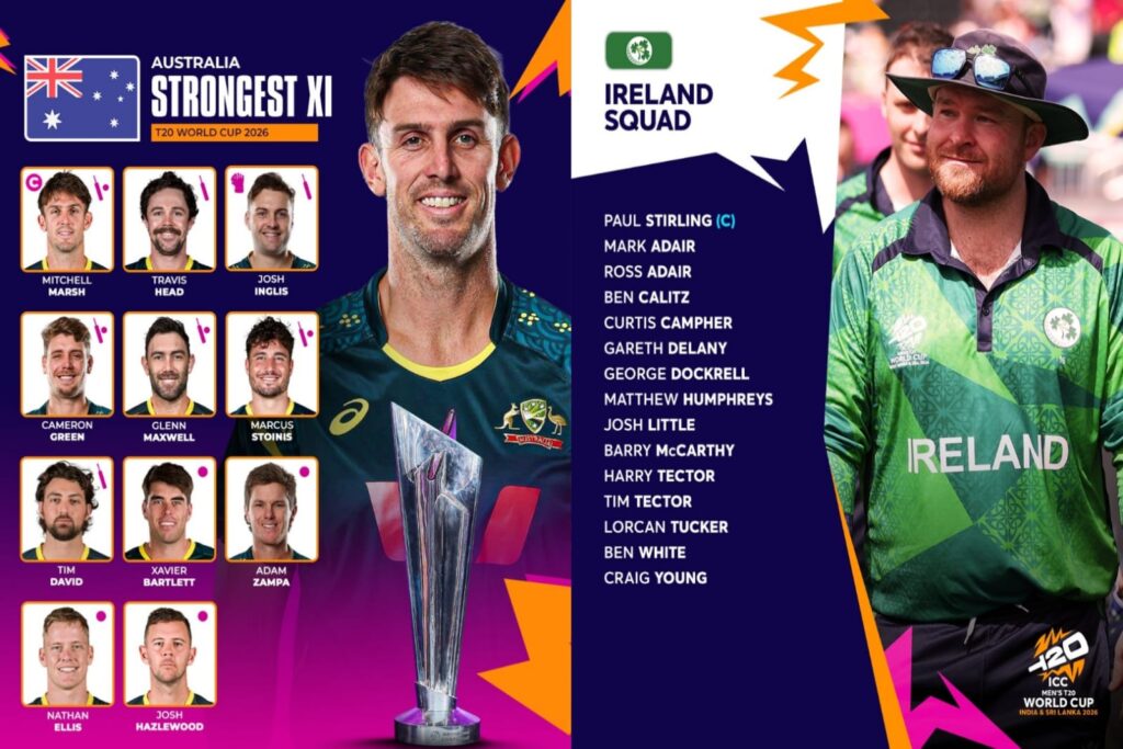 Australia vs Ireland ICC T20 World Cup 2026: Match Prediction, Playing XI & Live Streaming Details